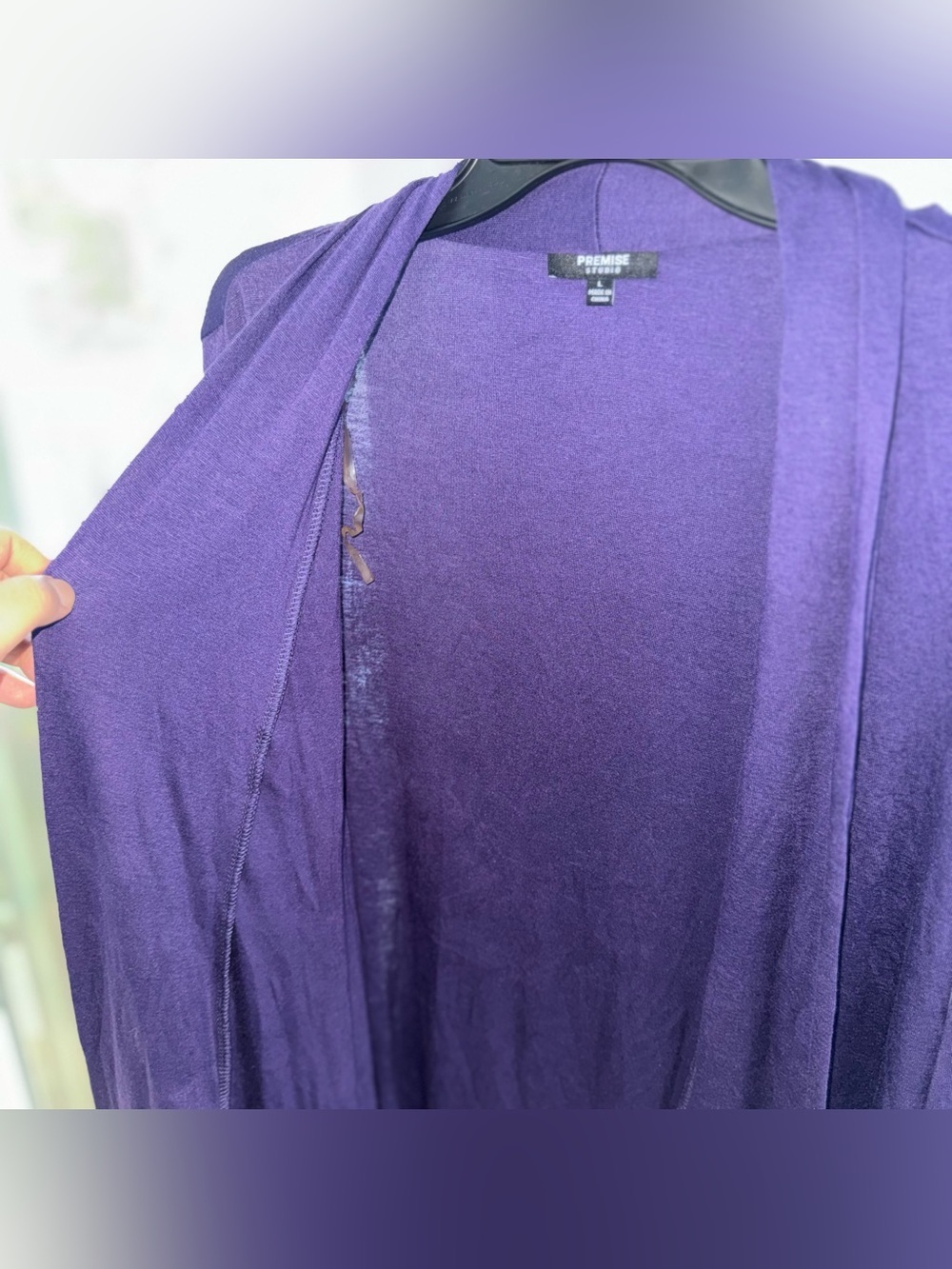 Premise Studio Purple Open Front Cardigan Women’s L Modal Spandex Shrug Duster - Picture 6 of 9